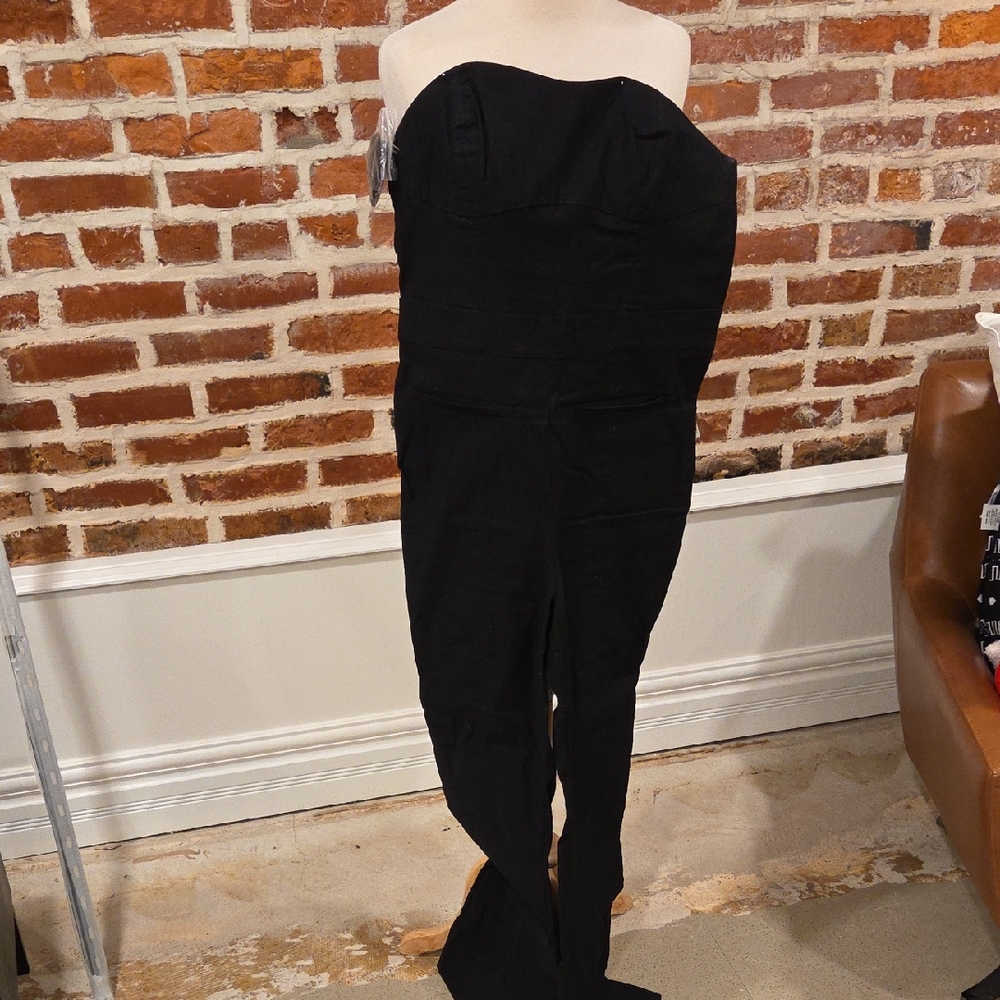 Anthropologie Black Strapless Jumpsuit
